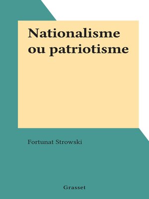 cover image of Nationalisme ou patriotisme